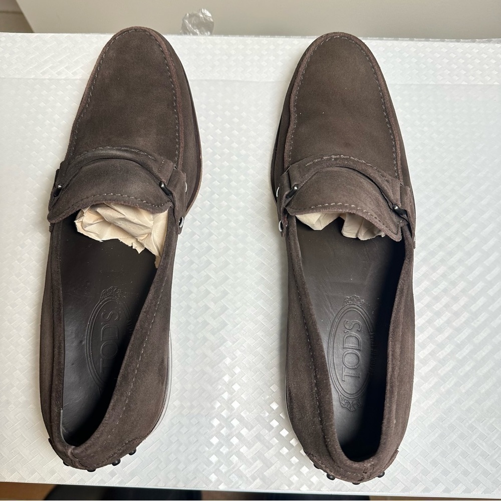 Tod's Suede Brown Loafers Made In Italy Men’s Size 9 - Picture 7 of 11